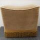 Pouf à franges en velours jaune 1960