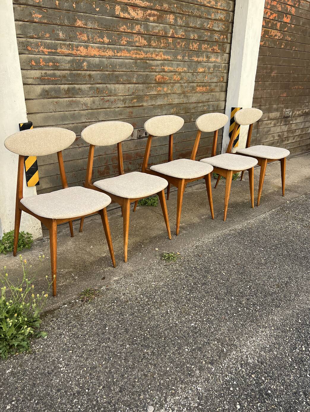 (Lot) Suite de 5 Chaises Pied Compas Restaurées
