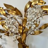 Old and large golden wall lamp Hans Kögl design from the 60s clusters of flowers