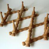 Extendable wooden coat rack with 10 hooks, vintage from the 1970s