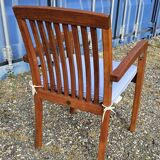 Stackable chair-armchair in solid teak with cushion by Vlaemynck