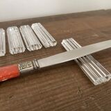 Vintage knife holders of 6, in glass