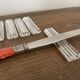 Vintage knife holders of 6, in glass
