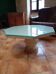 Table basse de forme octogonale en pierre naturelle et verre année 80/90