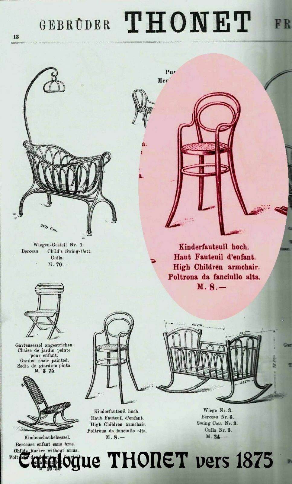 Thonet stamped high child chair