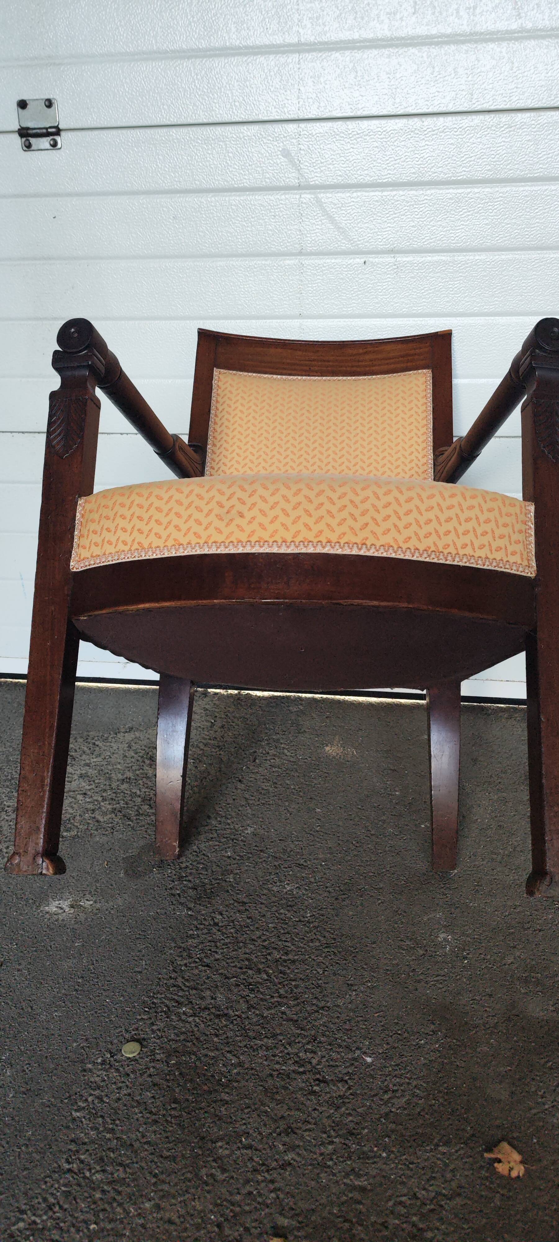 Empire style armchair in ecru fabric