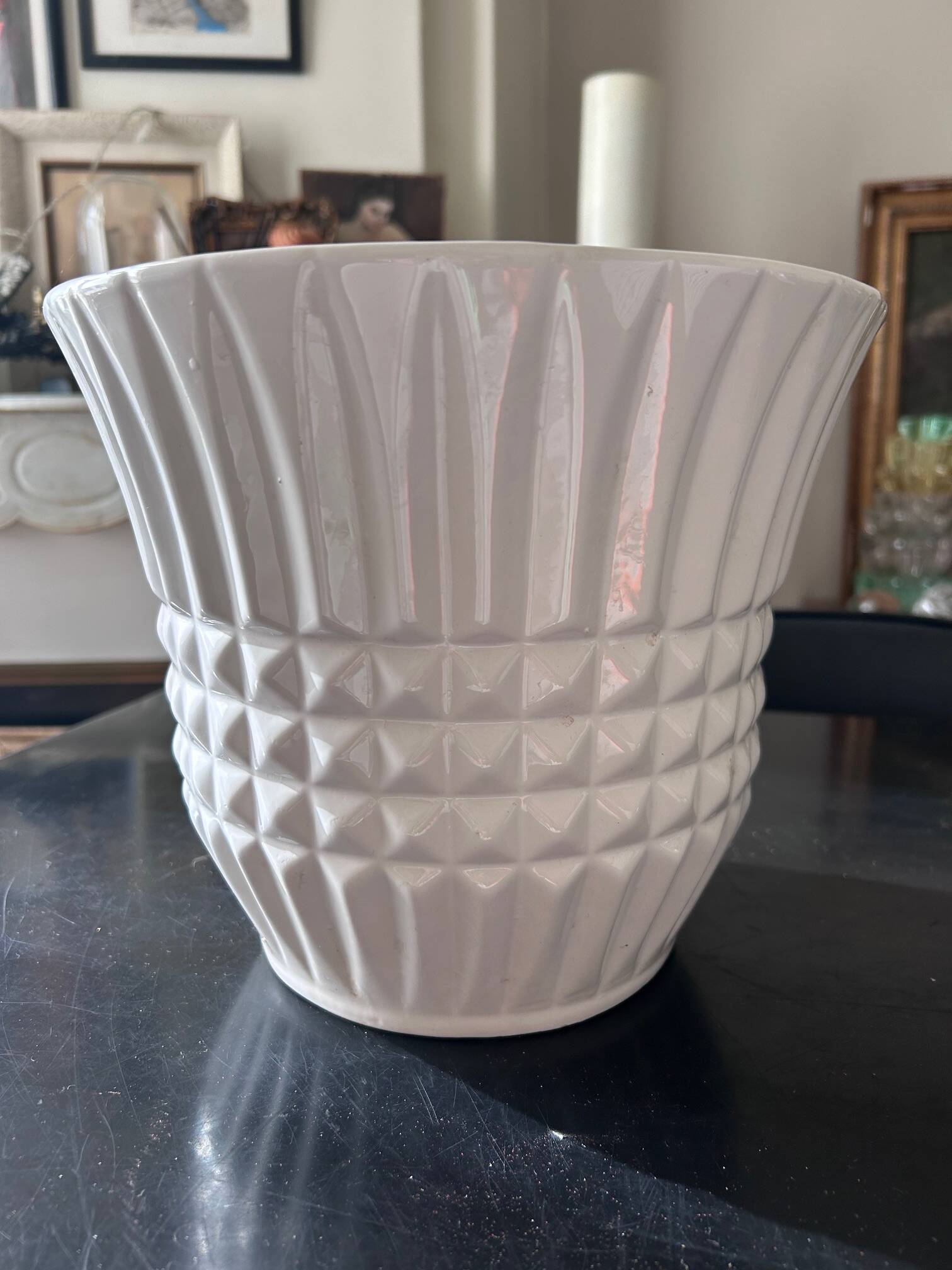 large white earthenware planter