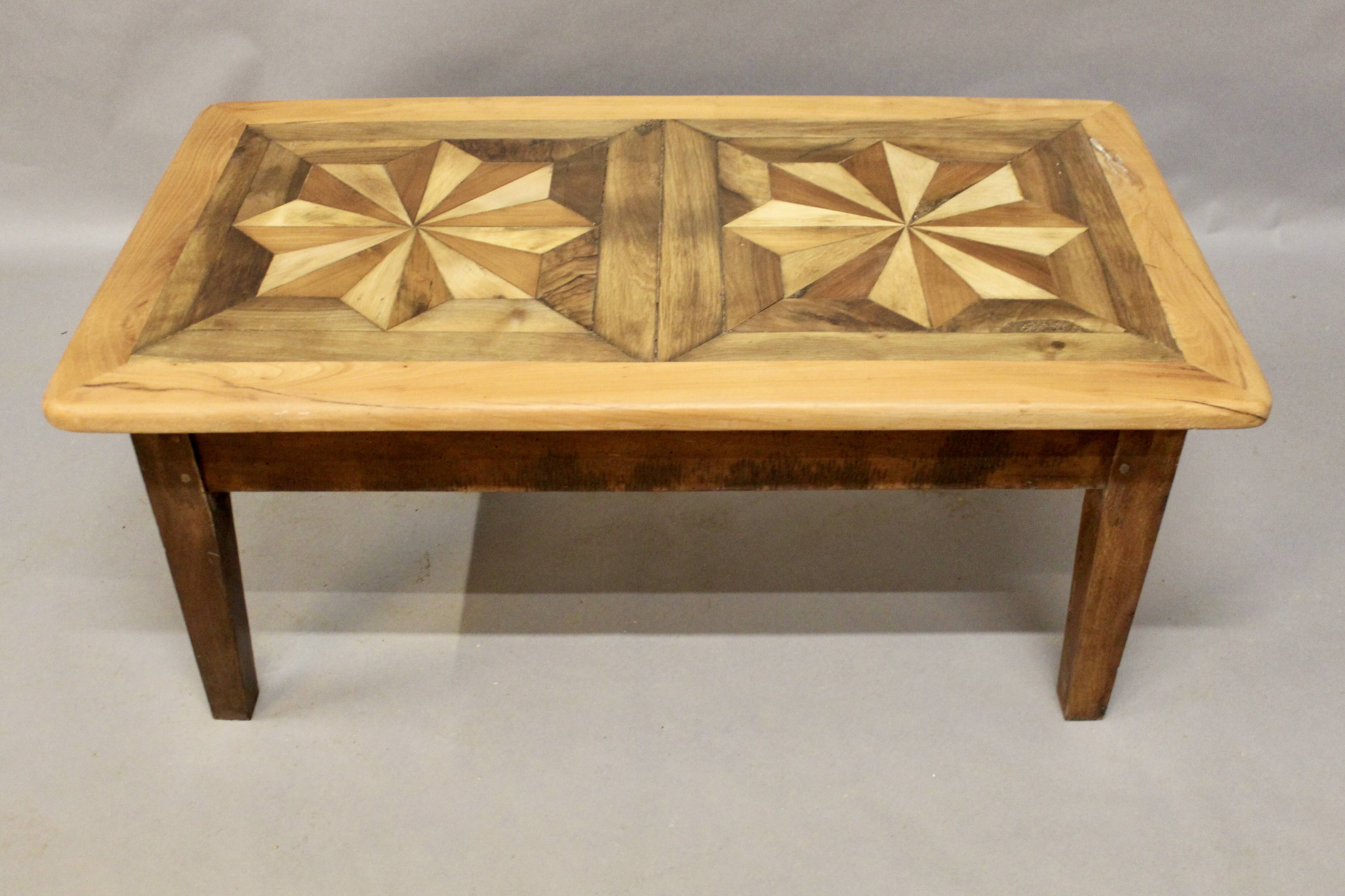 110 cm Coffee Table with Antique Parquet Top