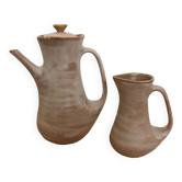 Lot théière et pot à lait céramique