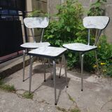 Set of 2 formica chairs type marble + 1 stool