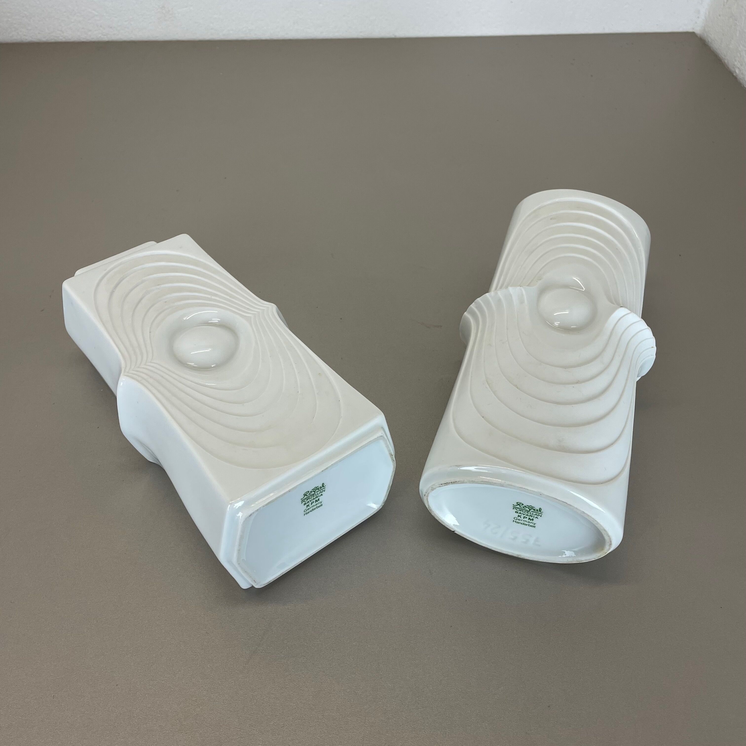 Set of 2 original porcelain op art vase made by Royal Bavaria Kpm Germany, 1970s