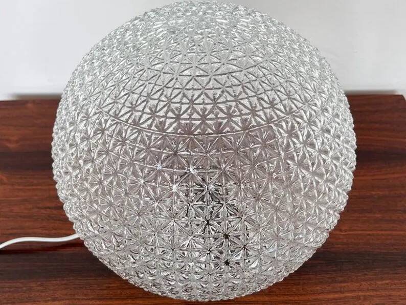 Big Design mid century glass Table Lamp, 1980s - Czechoslovakia