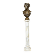 Léopold Harzé (1831–1893). Bronze bust of a young woman on a marble base. Belgium. Dated 1878.