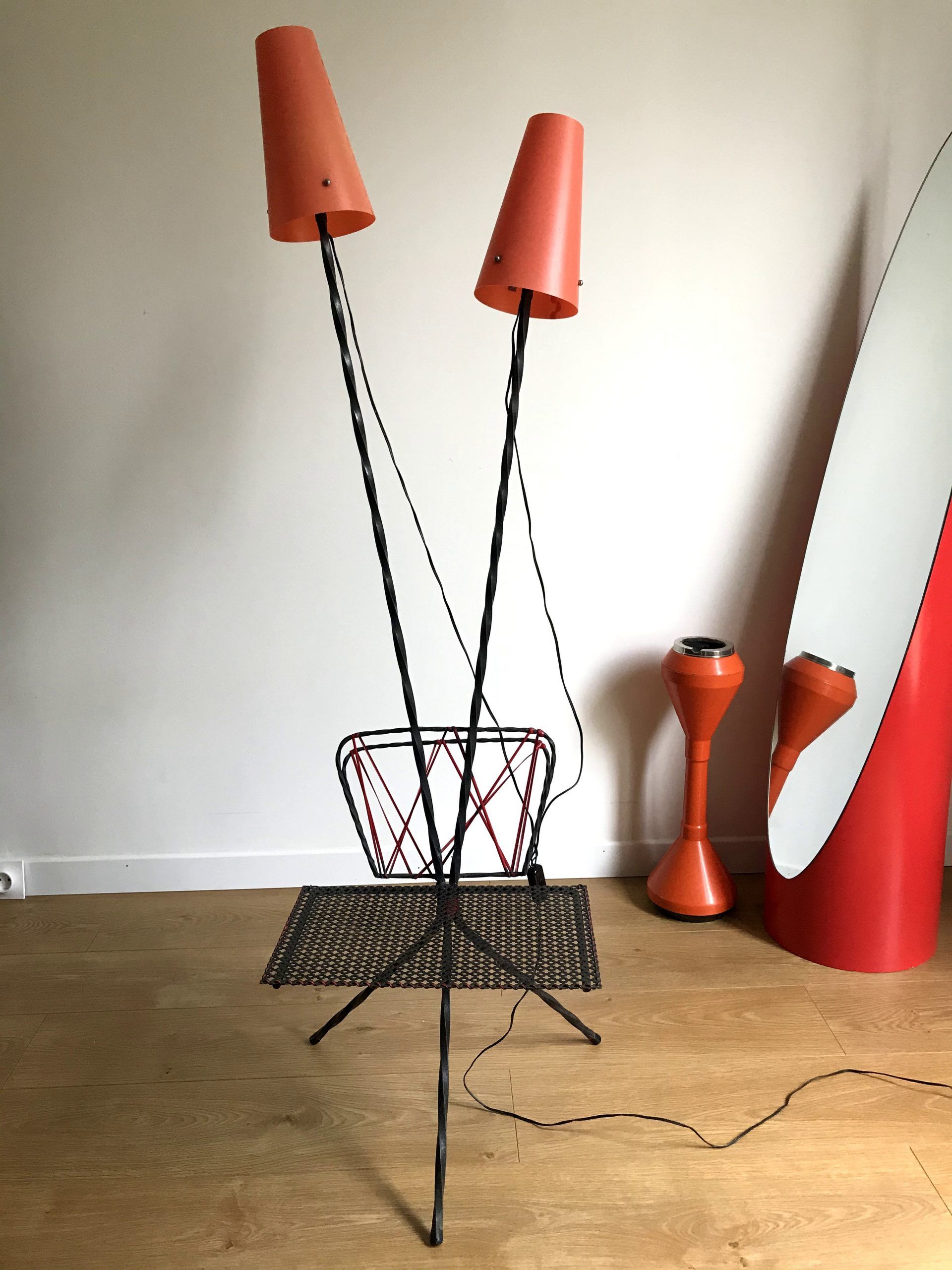 Vintage three-way two-light floor lamp