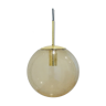 Mid-Century Smoked Air-Bubbled Glass Ball Pendant / Ceiling Light from Limburg, Germany, 1970s