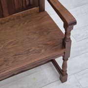 1960s, Danish bench, dark solid oak wood, plywood.