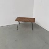 Table basse osier tressé et métal 1960