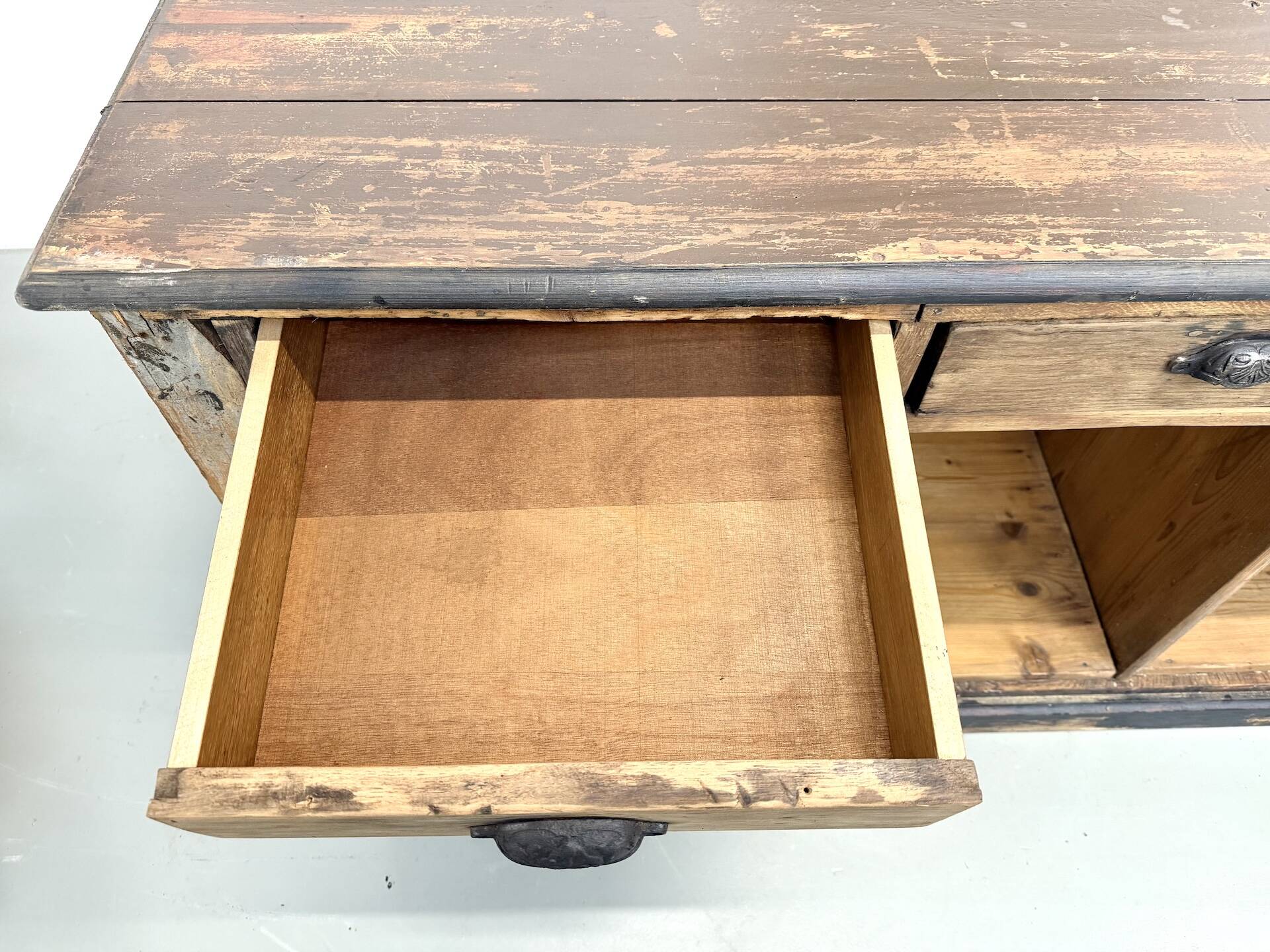 Large Antique Pine Trading Counter