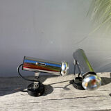 Pair of chrome metal wall lights from the 1970s.