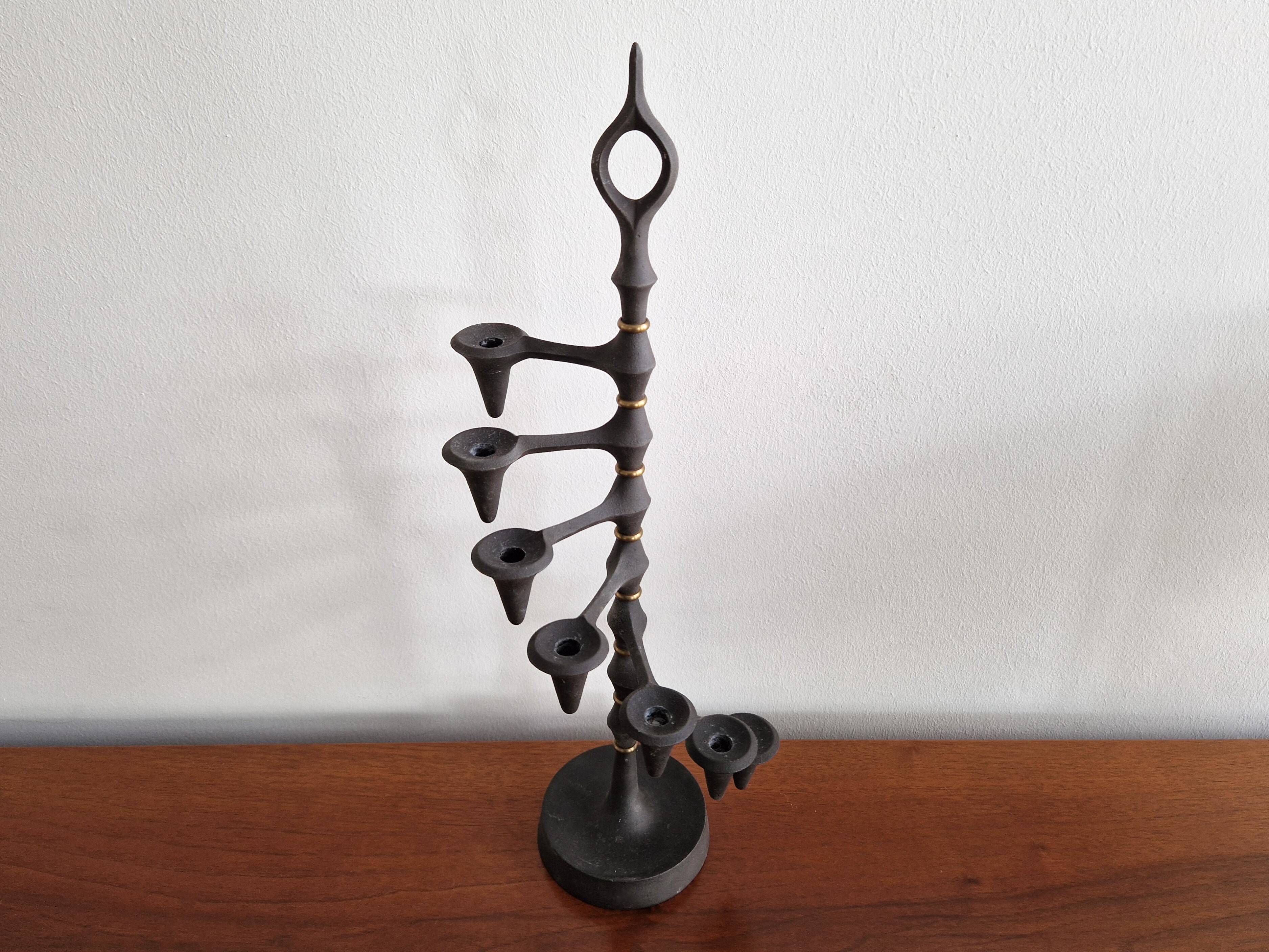 cast iron and brass candelabra by Jens Quistgaard, Denmark 1960's