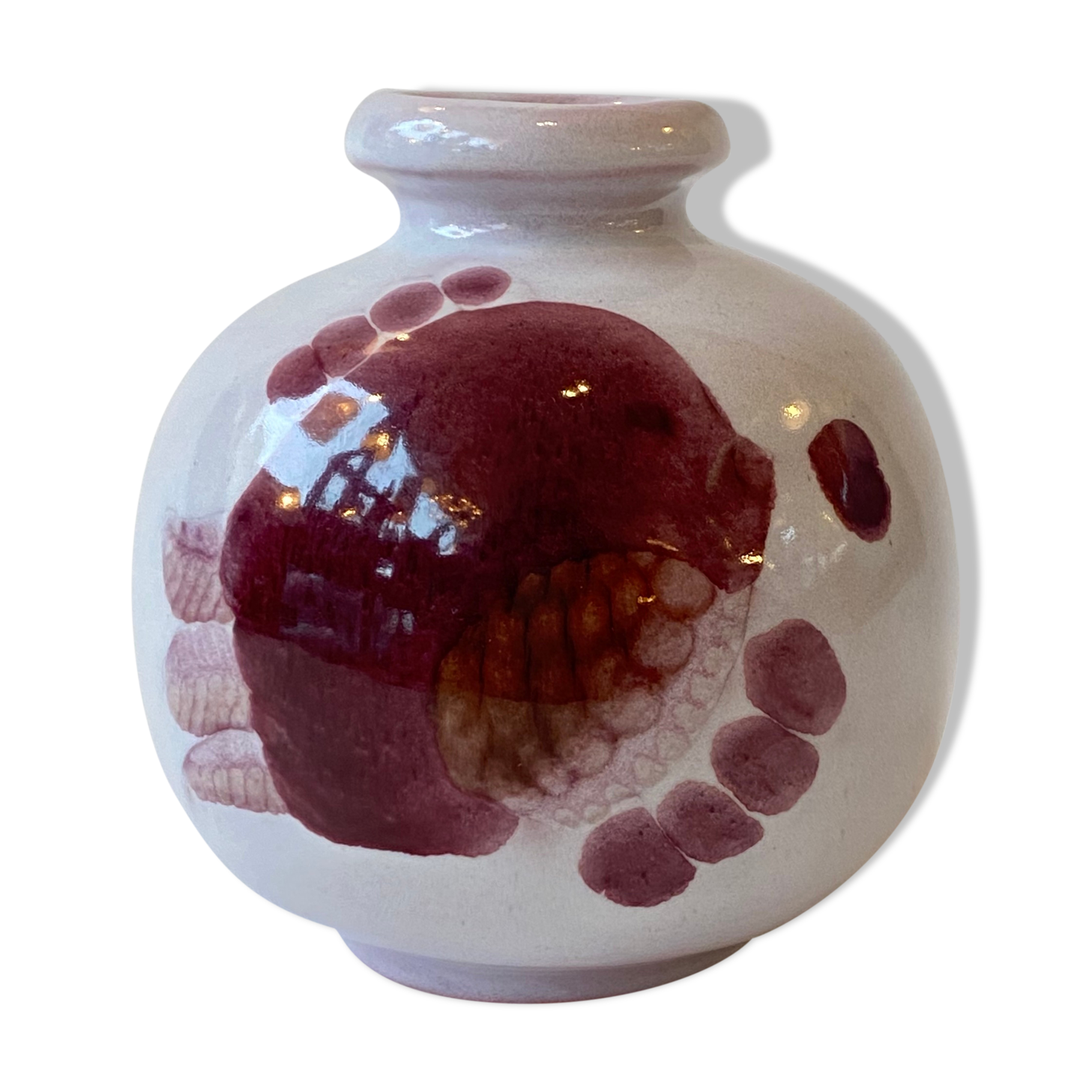 Ceramic vase by Jean and Robert Cloutier with fish decoration