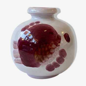 Ceramic vase by Jean and Robert Cloutier with fish decoration