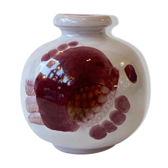 Ceramic vase by Jean and Robert Cloutier with fish decoration