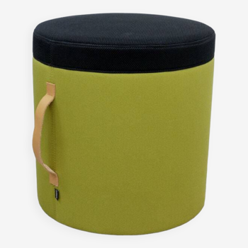 Dodo pouf from Sitland in green and black fabric