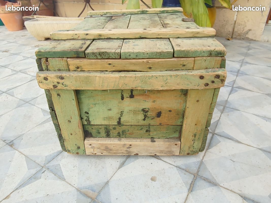 Old wooden chest - industrial decor....