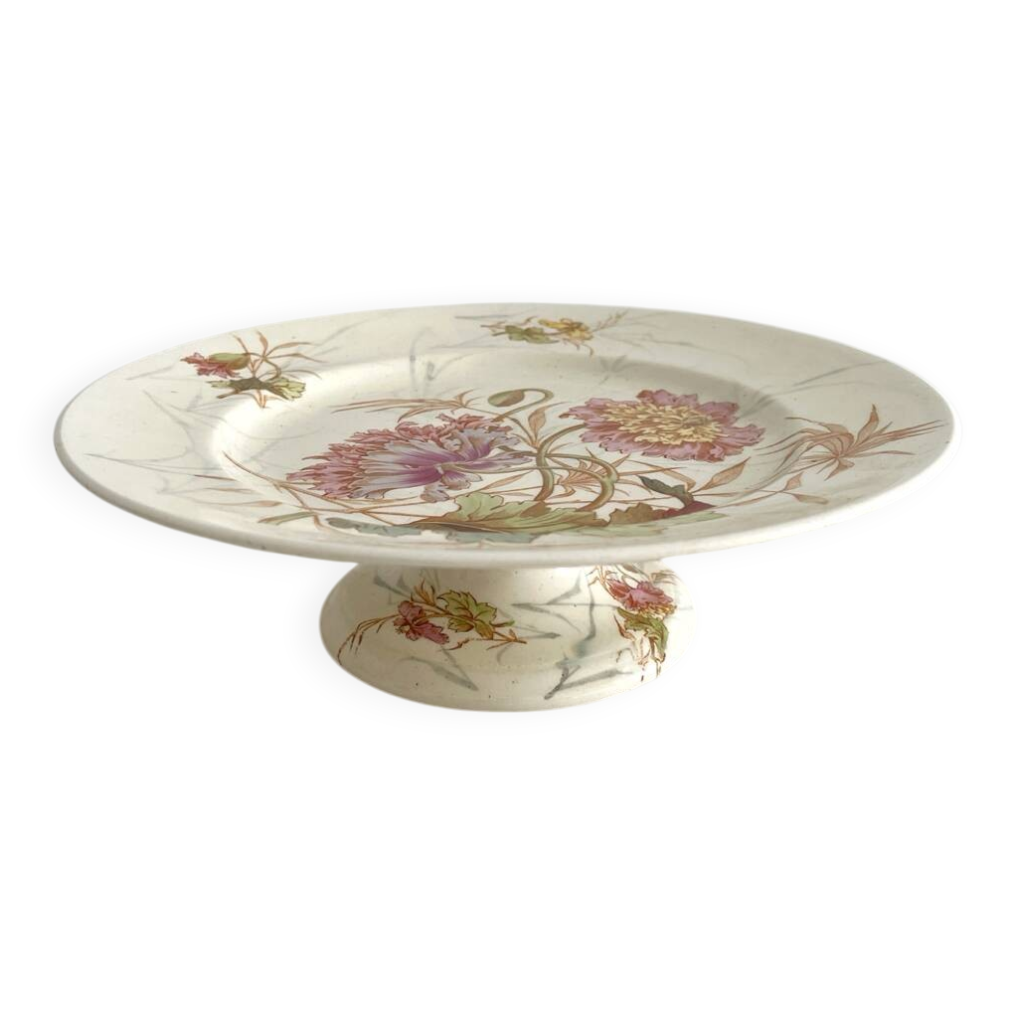 Low polychrome ironstone compote dish "Poppy" KG Lunéville