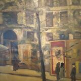 " Vue animée d'une rue de Paris " Huile sur toile XX siècle