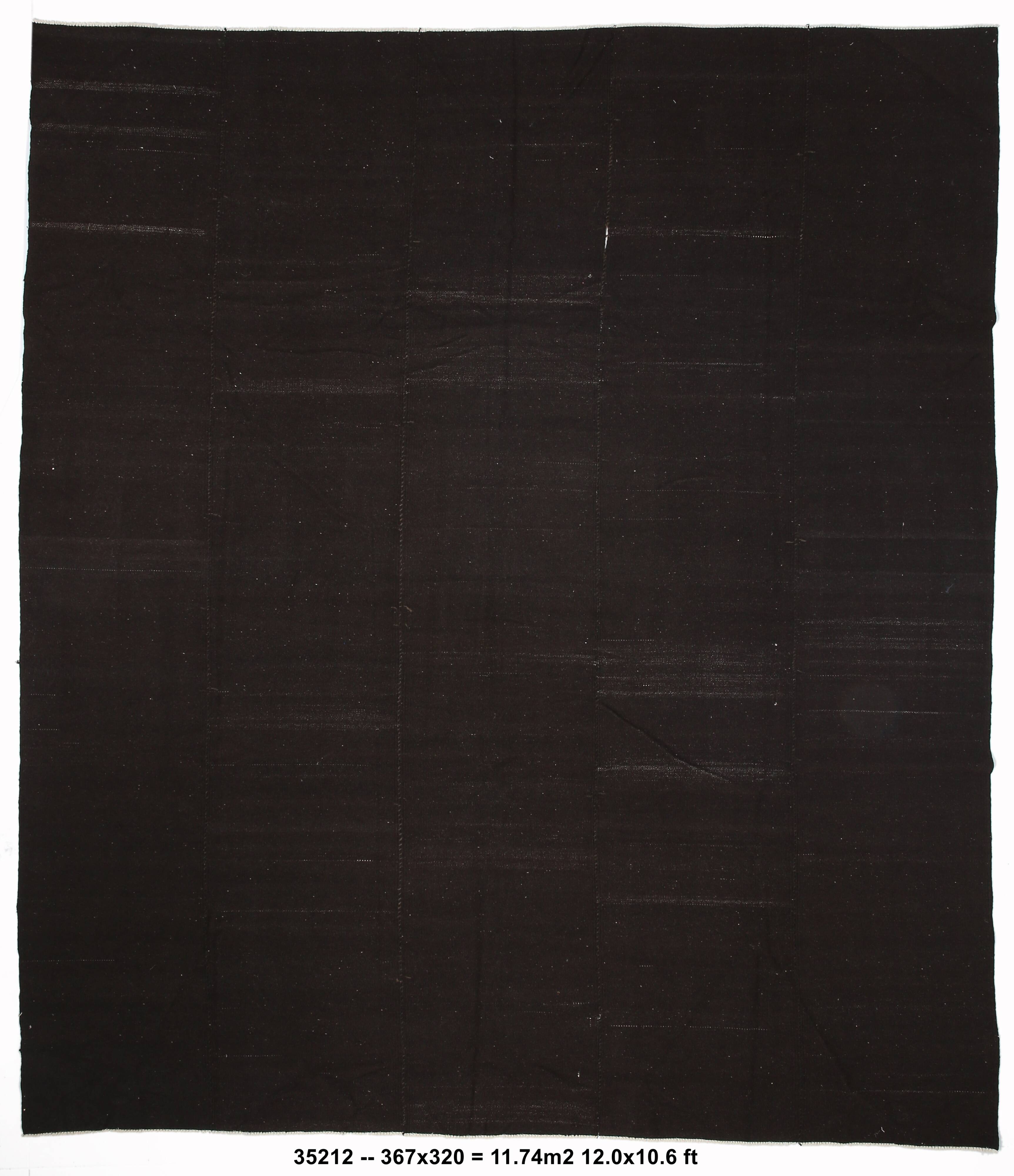 Turkish Dark Brown Modern Vintage Kilim Rug, 320x367Cm