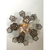 Fume’ and opalino “tronchi” murano glass chandelier d50 by simoeng