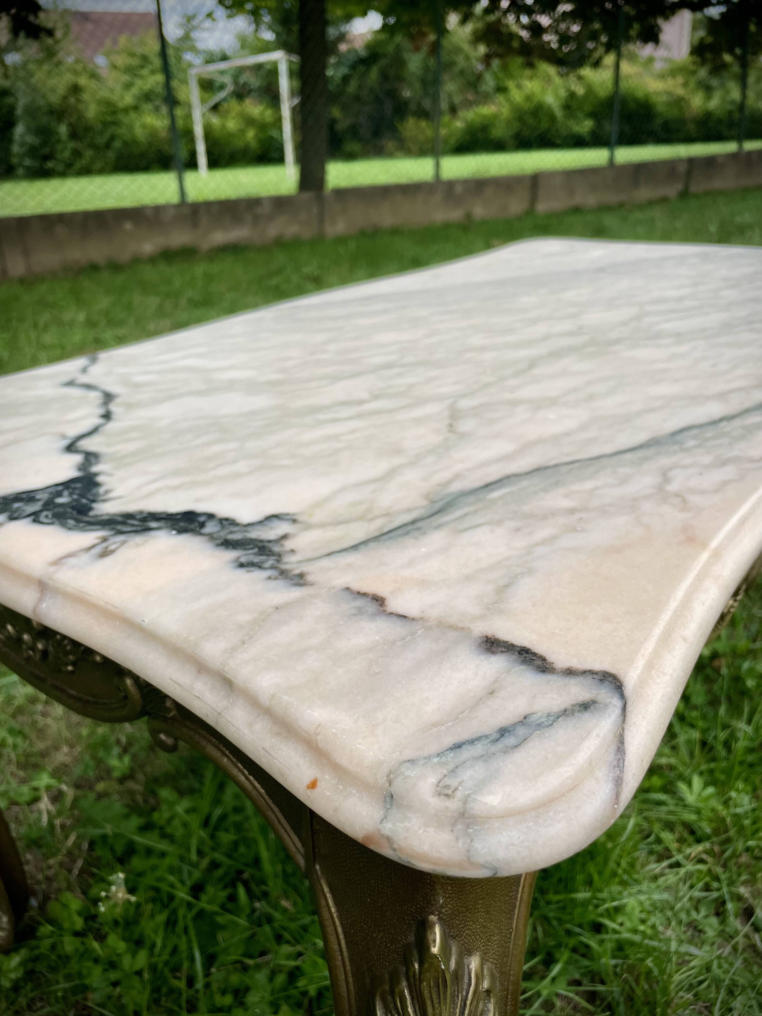 Louis XV style solid marble coffee table - Vintage Rococo