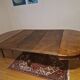 Round walnut table in solid wood, Napoleon III style with extensions - for 14 settings.