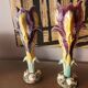 Pair of art nouveau slip vases, soliflore, iris