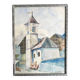 Watercolor 1920, silver carved wooden frame