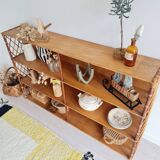 Large rattan bookcase shelf from the 60s