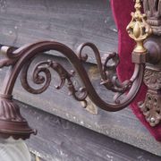 Art Nouveau Wall Sconce: French Metal, Opaline Rose Shade, C1950s