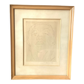 Engraving print on the face signed Henry de Waroquier 1948 vintage