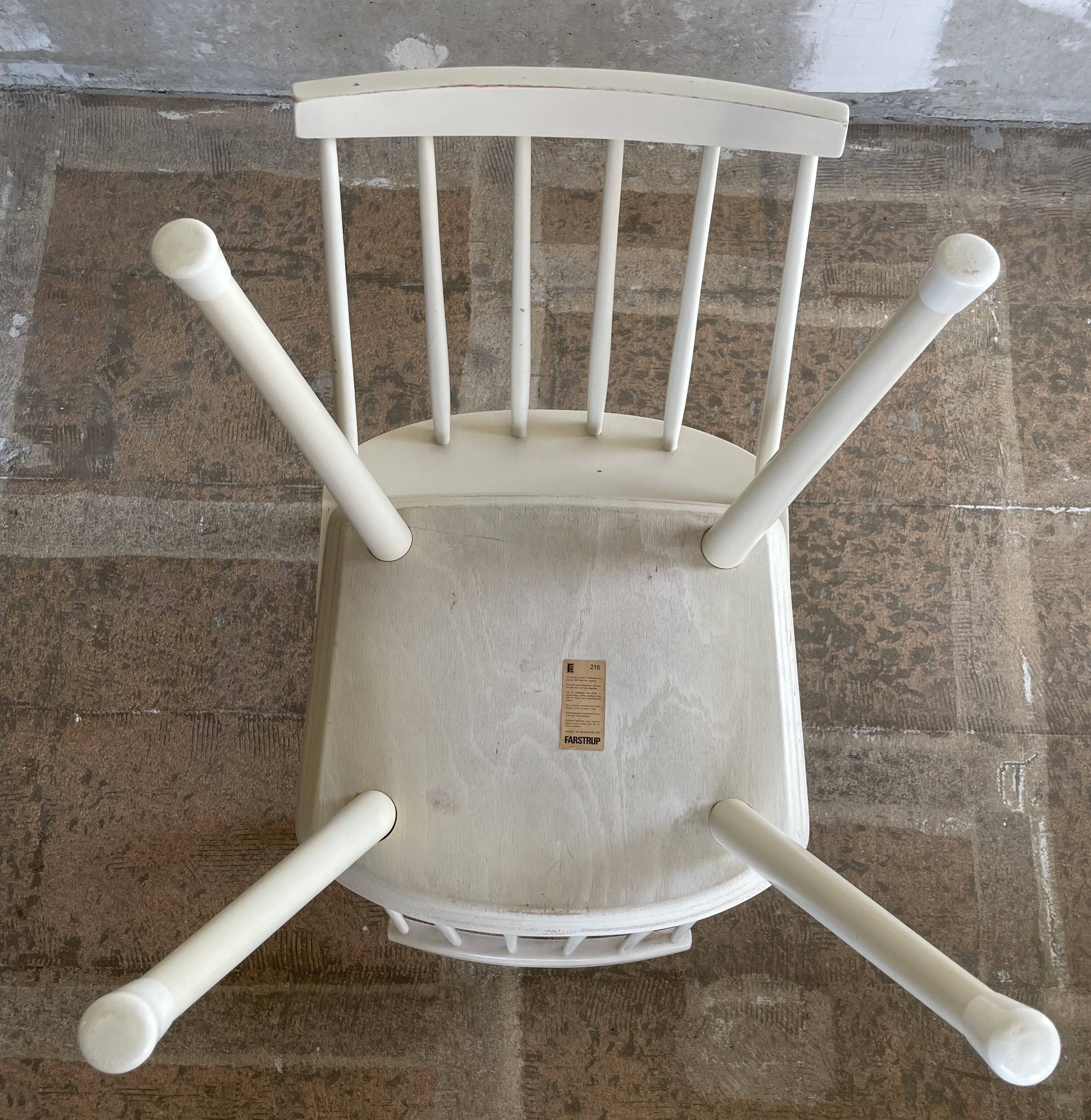 Two white, wooden Farstrup chairs, model 216