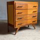 Vintage oak chest of drawers with 4 drawers and splayed legs