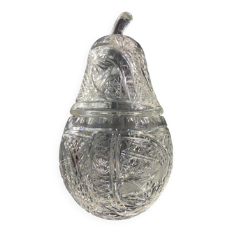 Large covered pear-shaped jar in Bohemian cut crystal