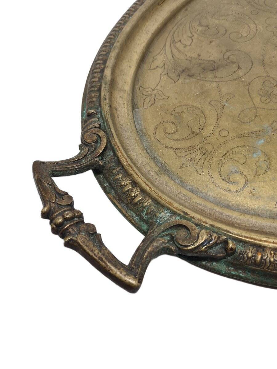 Antique Polish oval guilloché tray from Jarra, 1890s