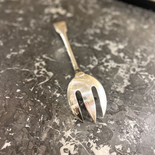 Serving fork, silver metal, Christofle, Cluny model