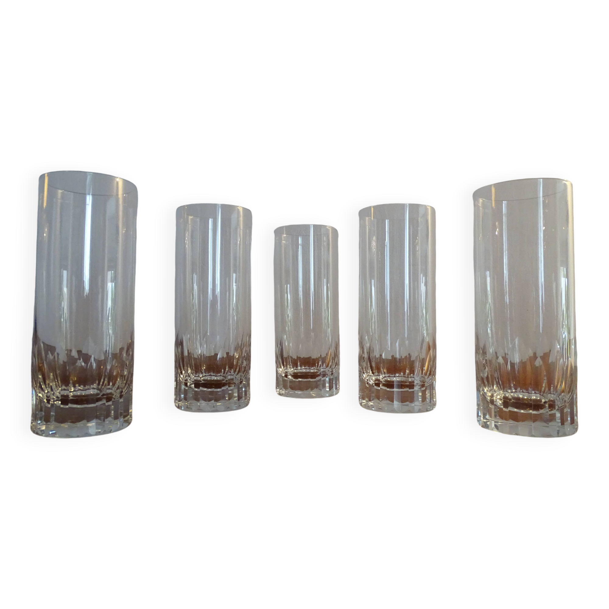 5 old baccarat crystal orangeade glasses, cassino model - 15.5 cm