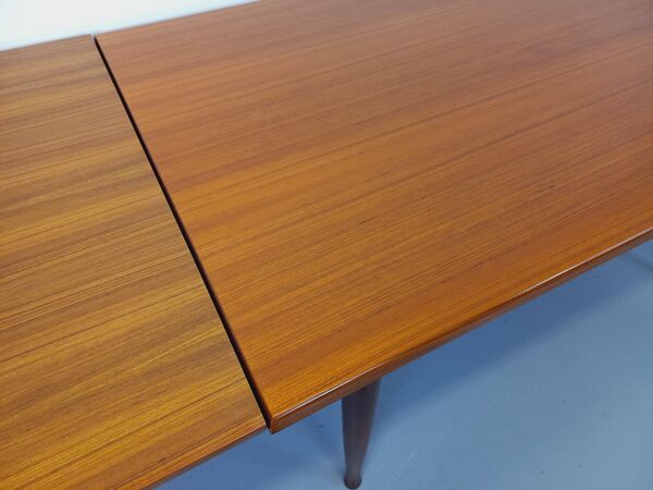 Table à manger style scandinave vintage des années 50 60 en teck avec rallonges
