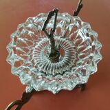 Glass ashtray, silver metal base