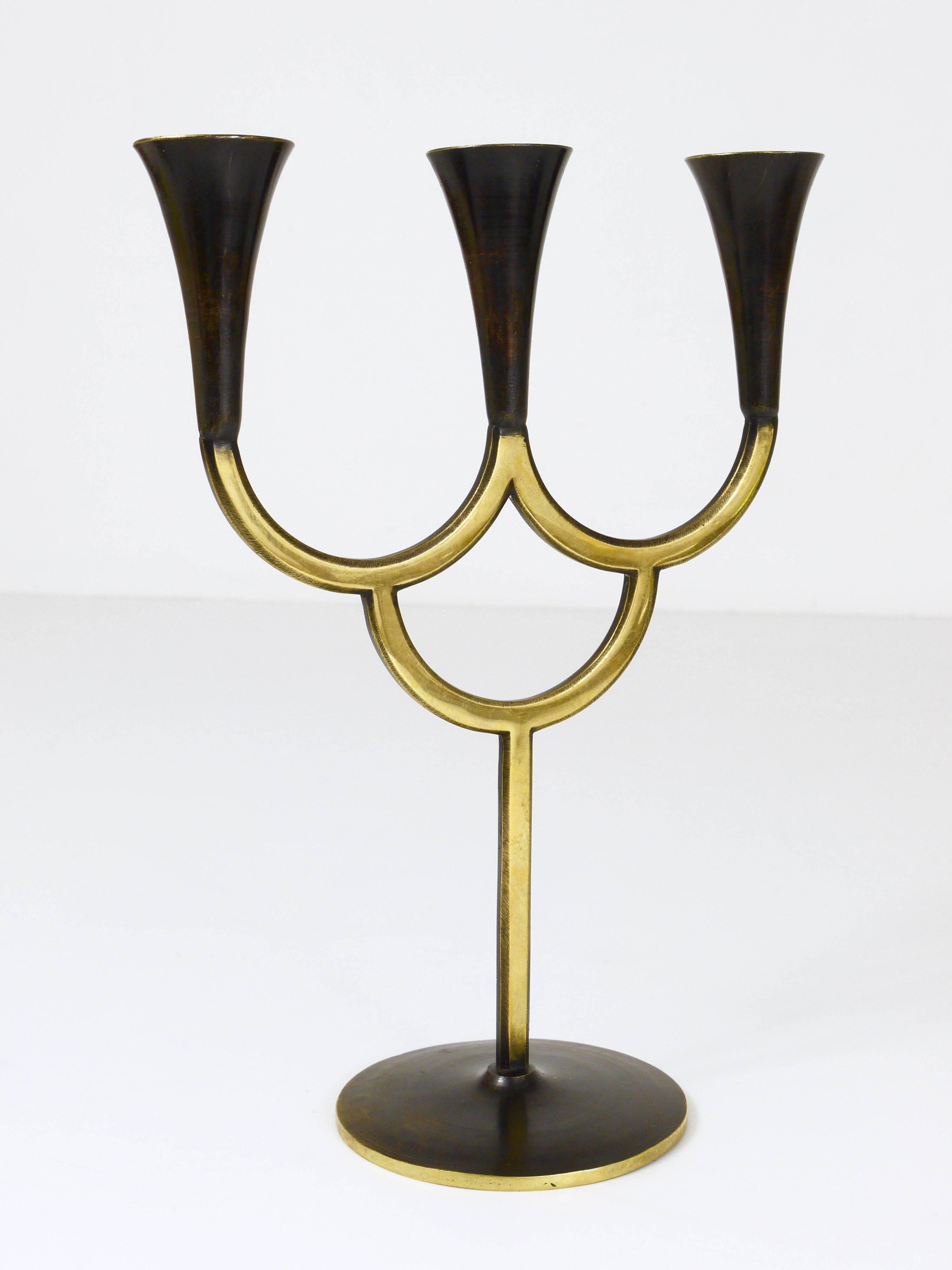 Brass chandelier by Richard Rohac, mid-century candle holder, Vienna, Austria, 1950s.
