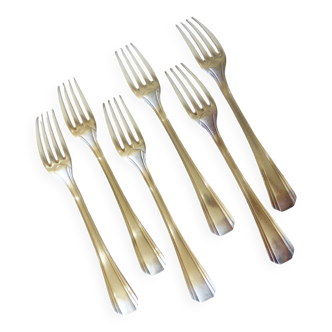 6 vintage Christofle art deco style silver plated forks